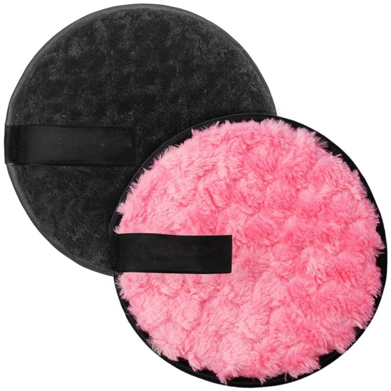 FACIAL CLEANSING PADS ROUND (BLCK/PINK)